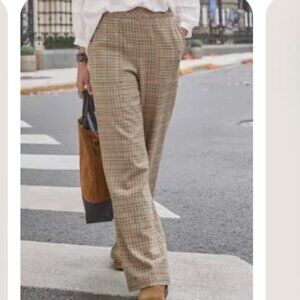 Sundance Womens Size 6 Brewster Plaid Wide Leg Pants High Rise 100% Cotton